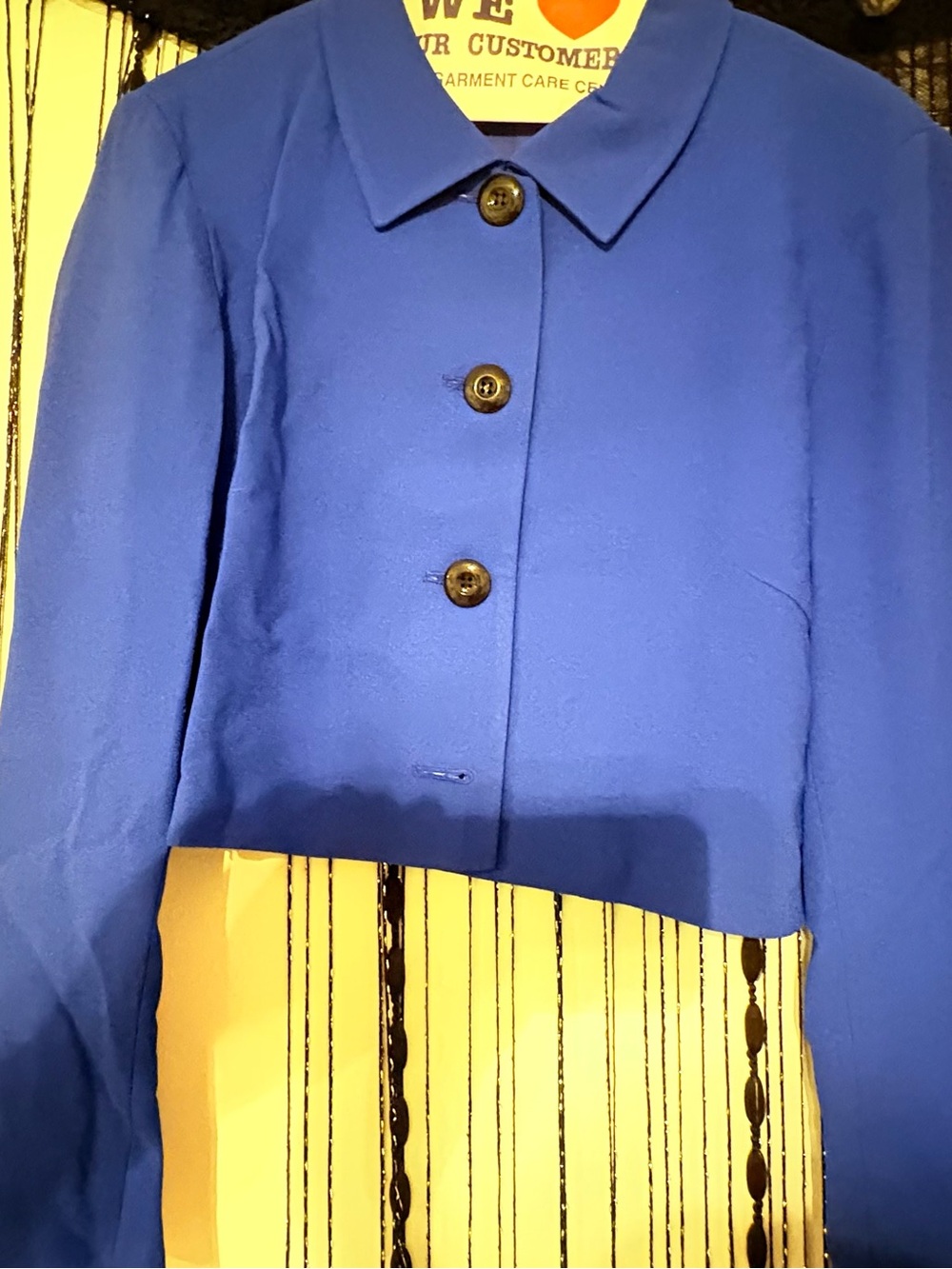 Kenar Cropped Royal Blue Button-Front Jacket vintage